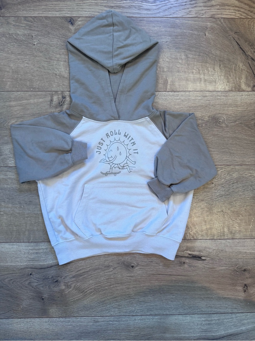 Rylee + Cru Cream and Gray Skate Graphic Hoodie